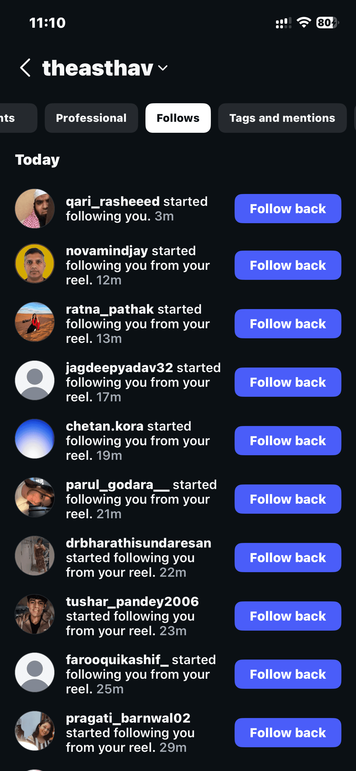 Instagram growth result screenshot